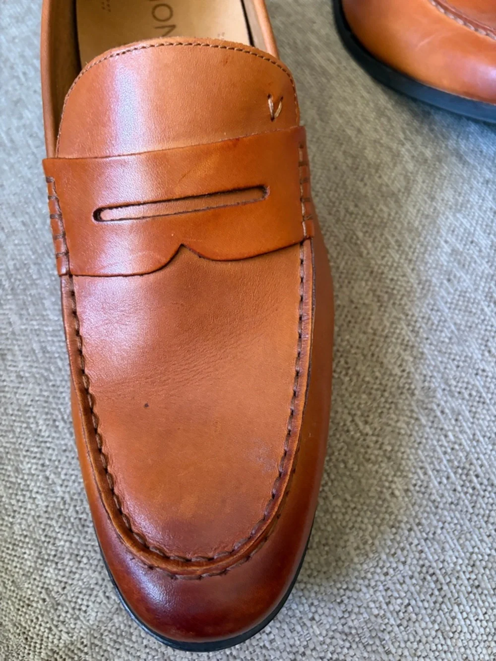 Vionic Men's Snyder Loafer in Cognac Brown Leather Size 13